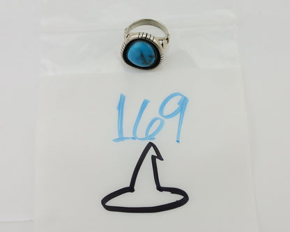 Navajo Ring 925 Silver Arizona Turquoise Signed M Montoya C.80's
