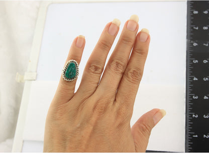 Navajo Toe Ring Sterling Silver Blue Turquoise Vintage Native Artist Size 1.5