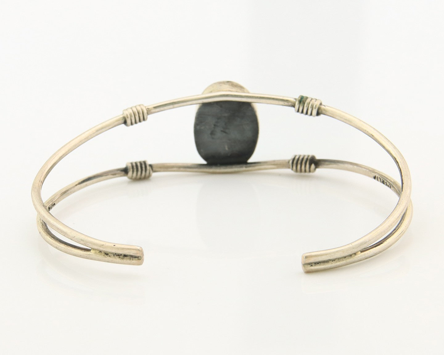 Navajo Cuff Bracelet Sterling Silver Blue Gem Turquoise Native American Artist