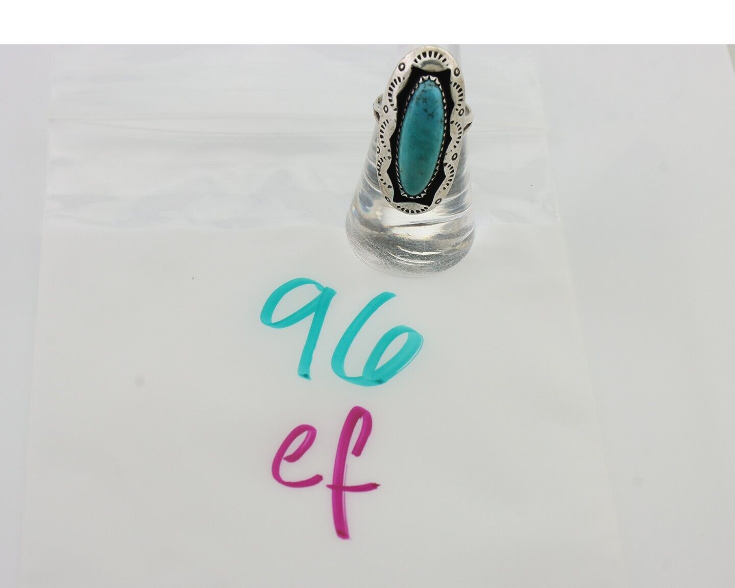 Navajo Ring 925 Silver Natural Turquoise Native American Artist Size 6.75 C.80's