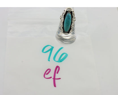 Navajo Ring 925 Silver Natural Turquoise Native American Artist Size 6.75 C.80's