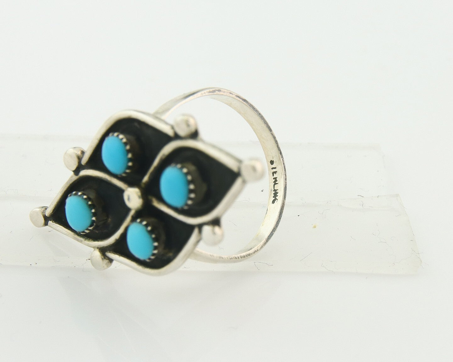 Vintage Zuni Ring 925 Sterling Authentic Natural Turquoise Native Artist Size 8