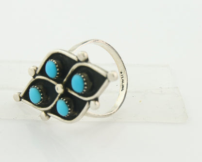 Vintage Zuni Ring 925 Sterling Authentic Natural Turquoise Native Artist Size 8