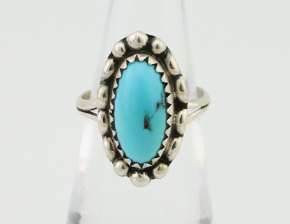 Navajo Ring 925 Silver Sleeping Beauty Turquoise Artist Signed SC C.80's