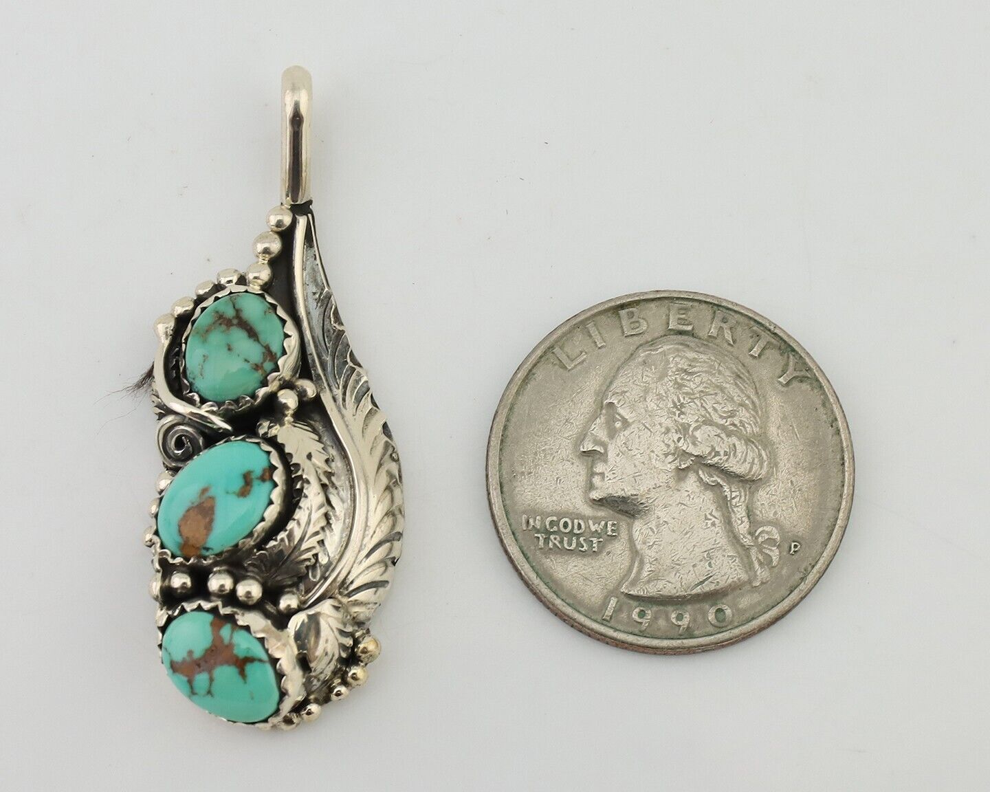 Navajo Pendant 925 Silver Natural Bisbee Turquoise Signed Tom Willeto C.80's