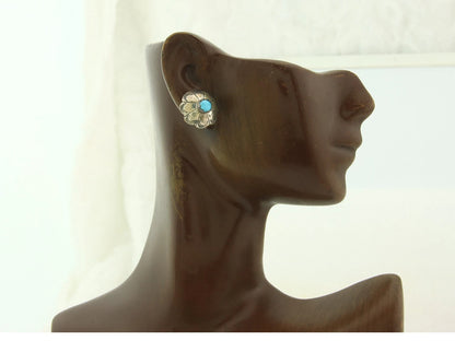 Navajo Concho Earrings Sterling Silver Handmande Vintage Hand Stamped Native Art