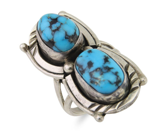 Navajo Ring 925 Silver Natural Blue Turquoise Native American Artist C.80's