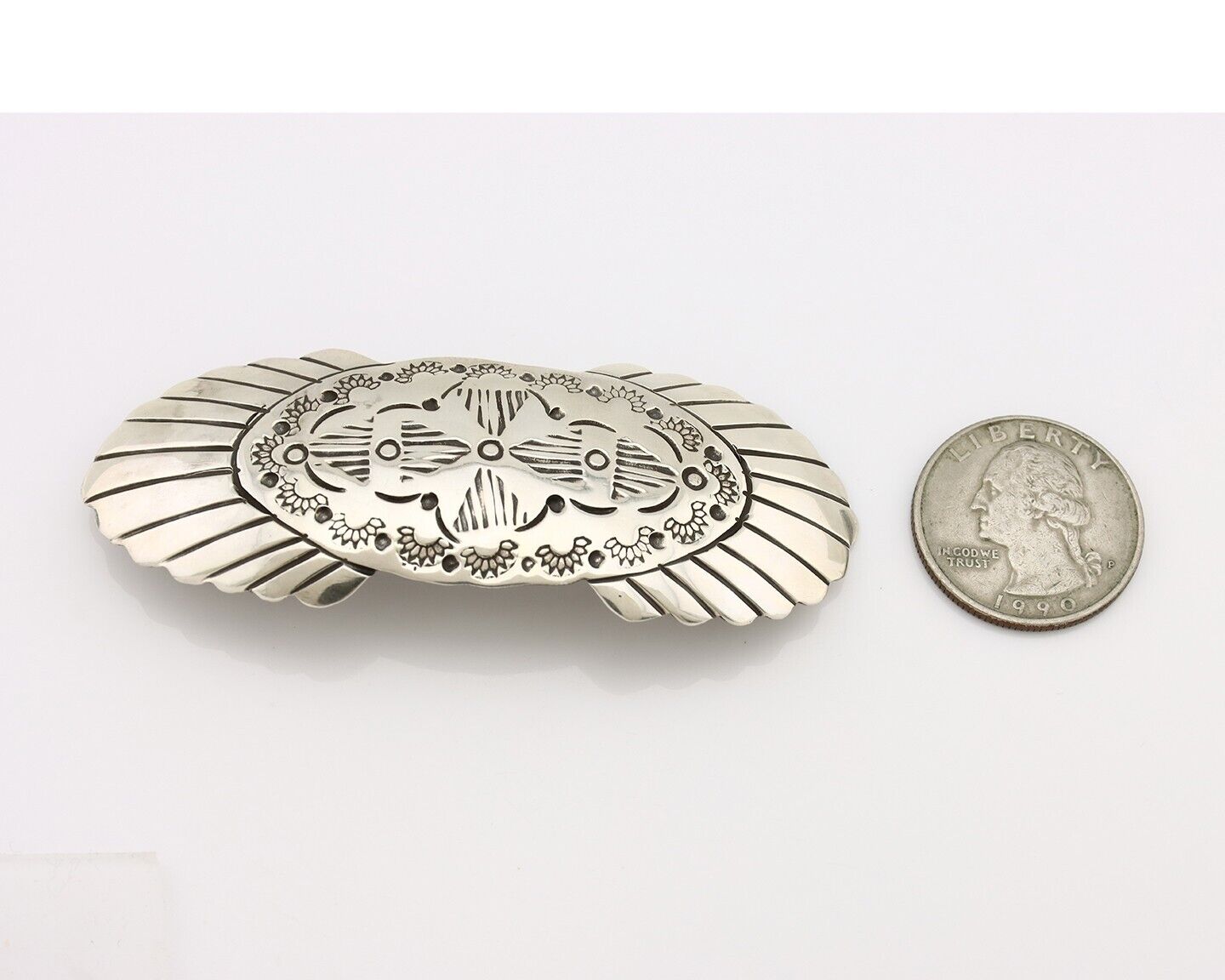 Women's Navajo Hair Clip Hand Stamped 925 Silver Artist Signed C Montoya C.80's