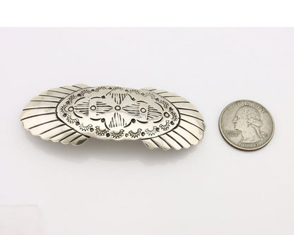 Women's Navajo Hair Clip Hand Stamped 925 Silver Artist Signed C Montoya C.80's