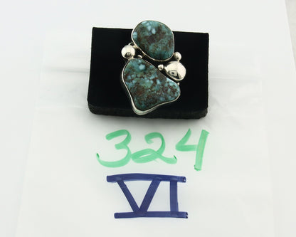 Vintage Navajo Ring 925 Sterling Silver Turquoise Signed David Zachary Size 7.0