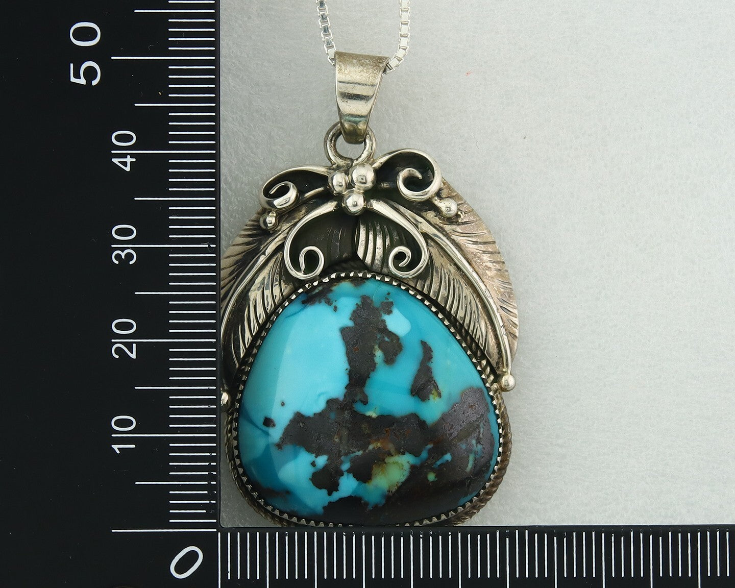 Navajo Sterling Silver Necklace Turquoise Authentic Vintage Signed RM