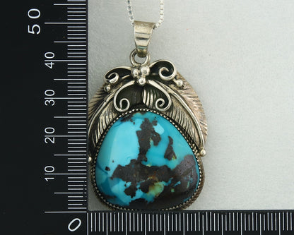 Navajo Sterling Silver Necklace Turquoise Authentic Vintage Signed RM