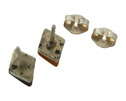 Navajo Earrings 925 Silver Natural Gemstone Native American Artist C.80's