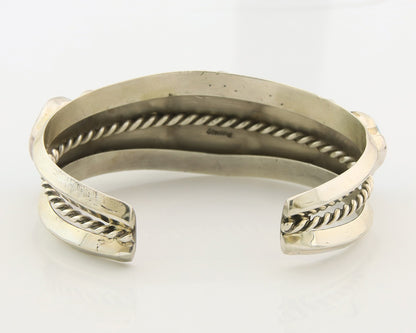 Men Navajo Bracelet Sterling Silver Handmade Nugget Turquoise Signed JR