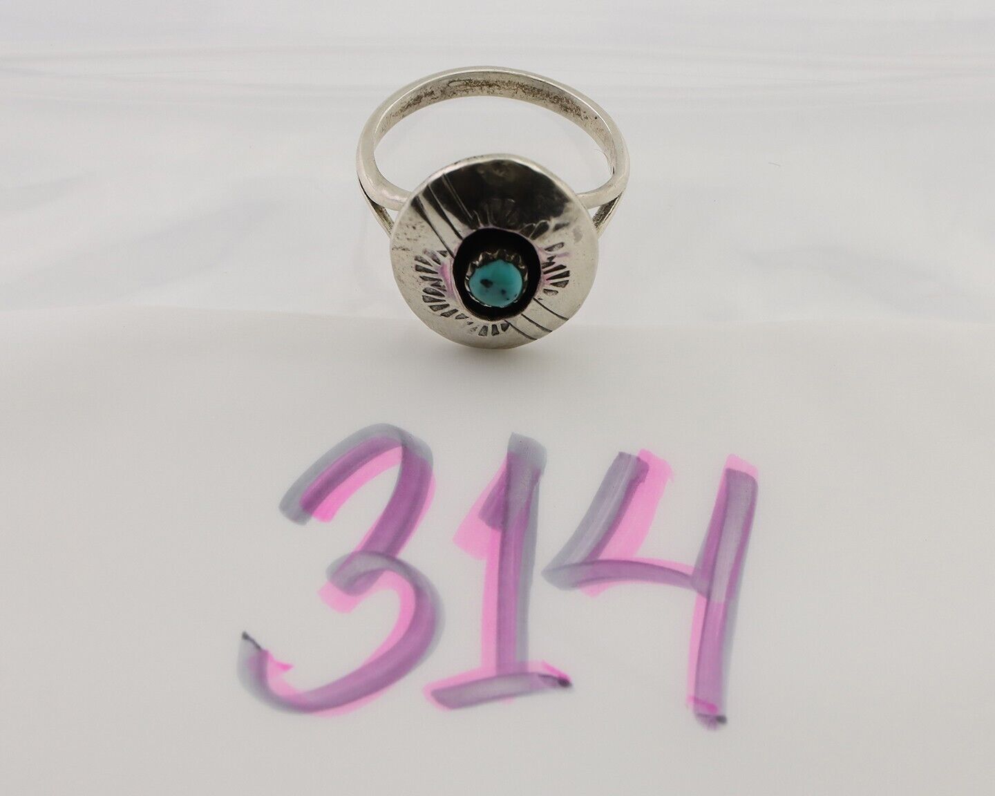 Navajo Handmade Ring 925 Silver Blue Turquoise Artist Signed BF C.80's