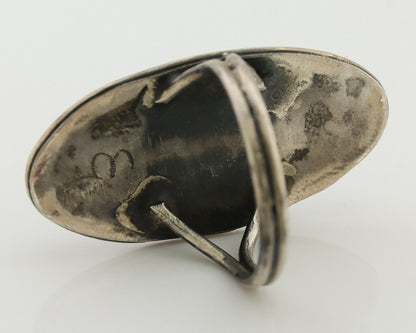 Vintage Navajo Ring 925 Silver Natural Turquoise Signed Number 3 Size 6.5 C.80's