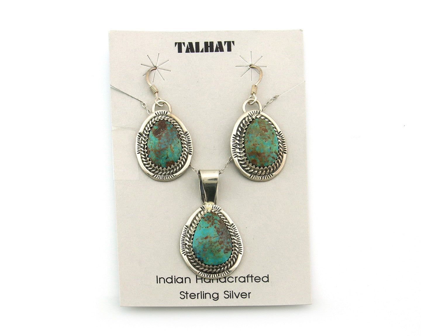 Navajo Necklace Earrings Set Sterling Silver Turquoise Vintage Signed Begay