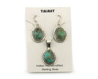 Navajo Necklace Earrings Set Sterling Silver Turquoise Vintage Signed Begay