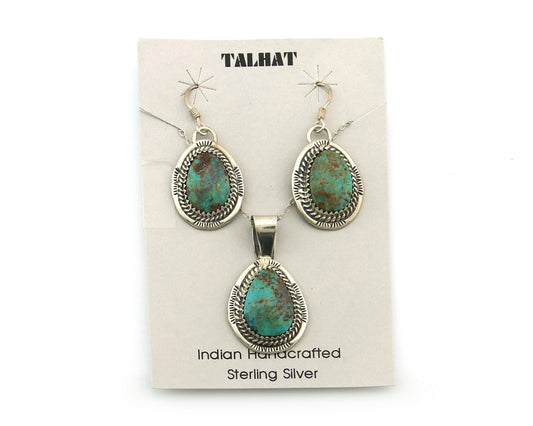 Navajo Necklace Earrings Set Sterling Silver Turquoise Vintage Signed Begay