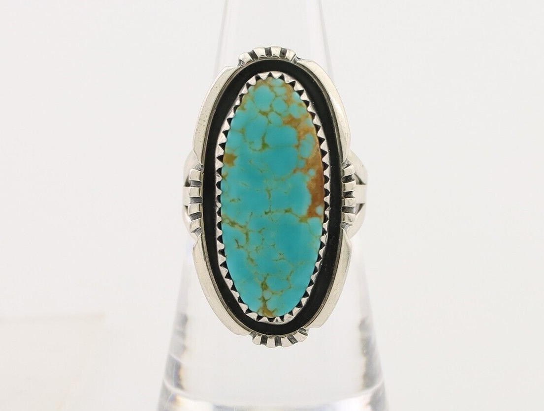 Navajo Ring 925 Silver Natural Blue Turquoise Native American Artist C.80's