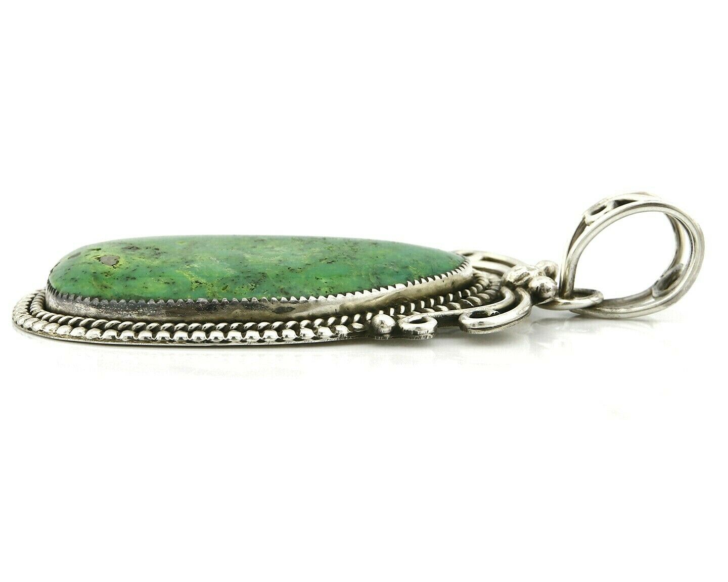 Navajo Crescent Valley Natural Turquoise Pendant .925 Silver Signed Gomez C.2005