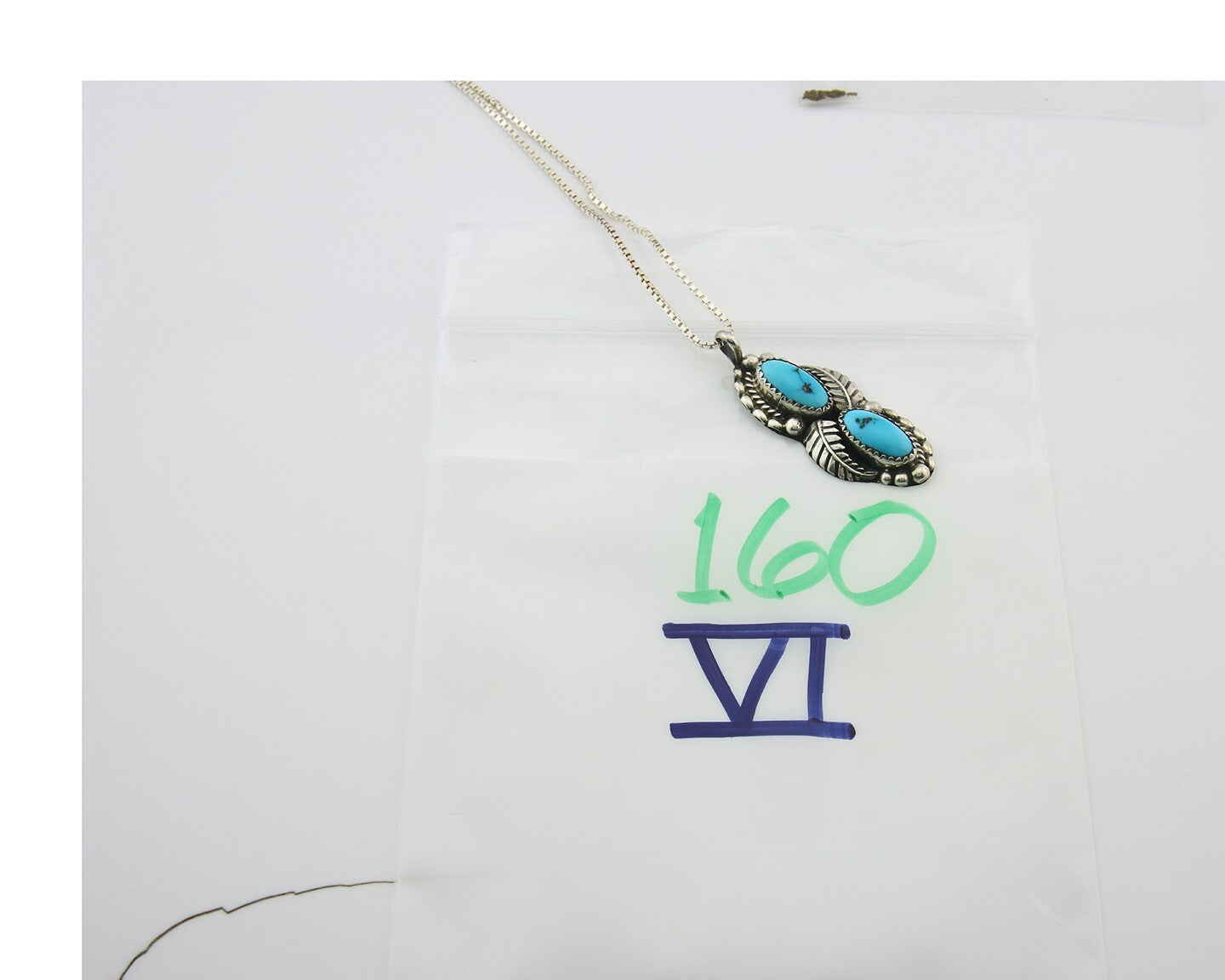 Navajo Sterling Silver Necklace Authentic Turquoise Vintage Signed SC