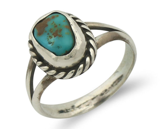 Navajo Ring .925 Silver Kingman Turquoise Native American Turquoise C.80's