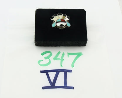 Vintage Zuni Ring 925 Sterling Silver Natural Gemstone Size 7.0