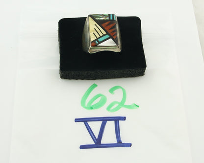 Vintage Zuni Ring 925 Sterling Authentic Natural Gemstone Signed Bowannie 11.25