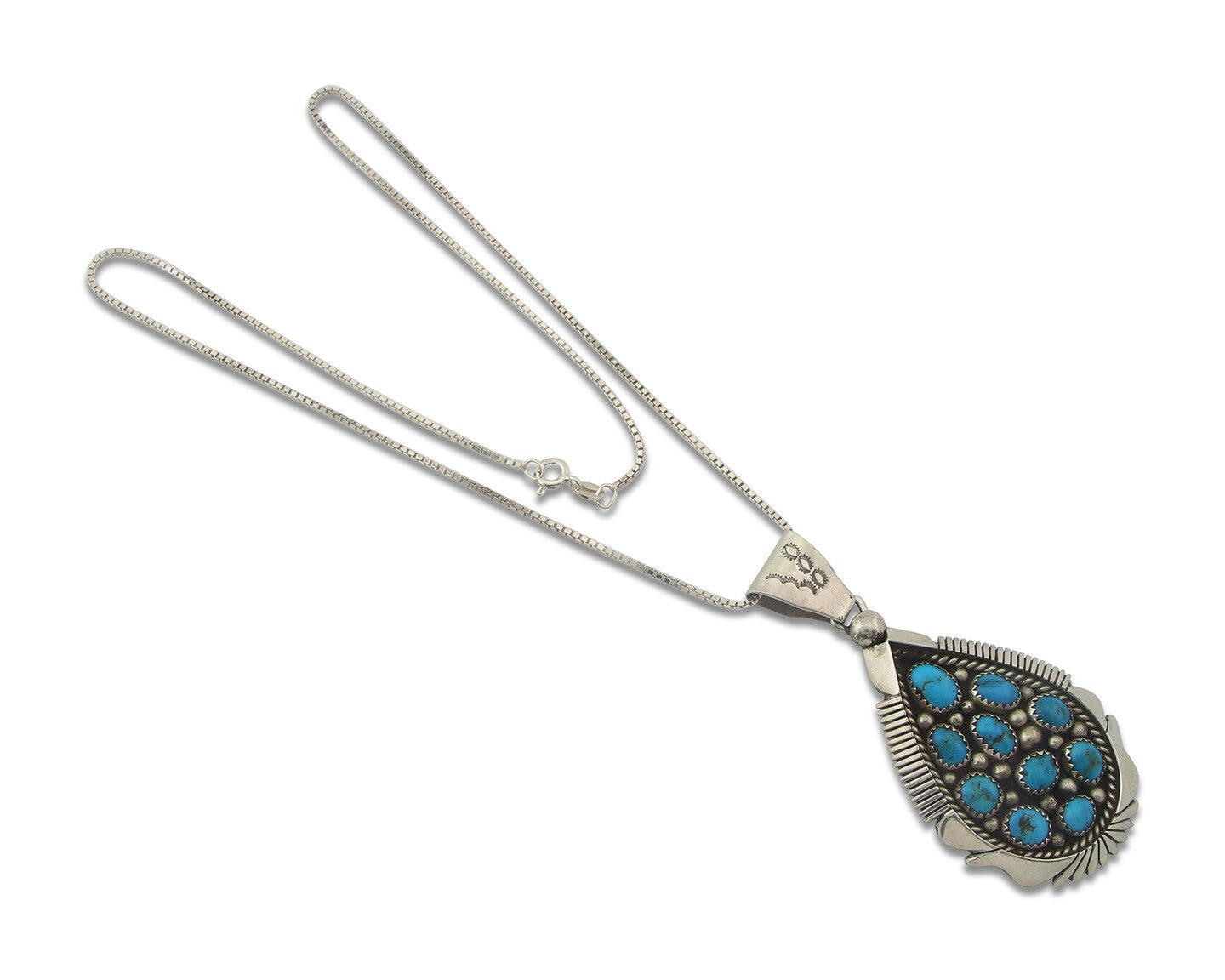 Navajo Sterling silver Necklace Turquosie Authentic Vintage Native American