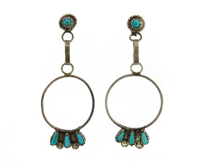 Navajo Dangle Earrings Sterling Silver Natural Turquoise Native American Artist