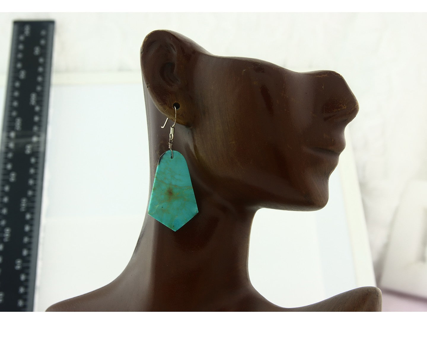 Santo Domingo Earrings Sterling Silver Natural Turquoise Vintage Authentic