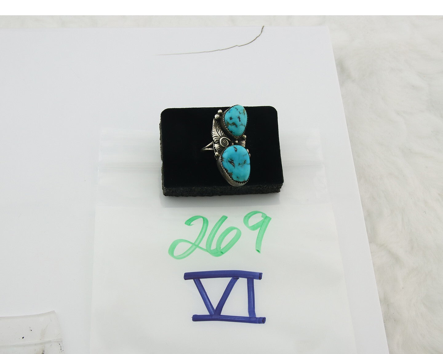 Vintage Navajo Ring 925 Sterling Silver Turquoise Signed Tom Willeto Size 8.75