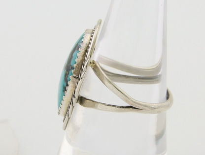 Navajo Ring 925 Silver Natural Spiderweb Turquoise Native Artist C.80's