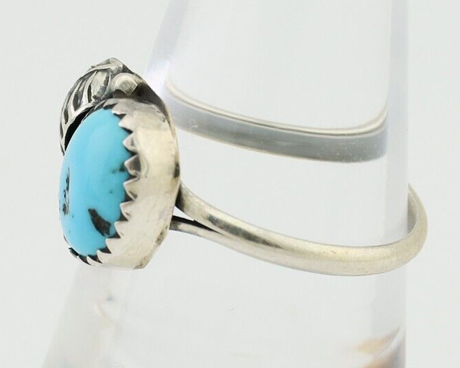 Navajo Ring 925 Silver Sleeping Beauty Turquoise Native American Artist C.80's