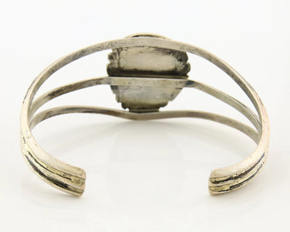 Navajo Cuff Bracelet Sterling Silver Authentic Pink Muscle Artist Signed