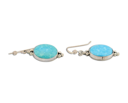 Navajo Dangle Earrings 925 Silver Natural Turquoise Native American Artist C80s