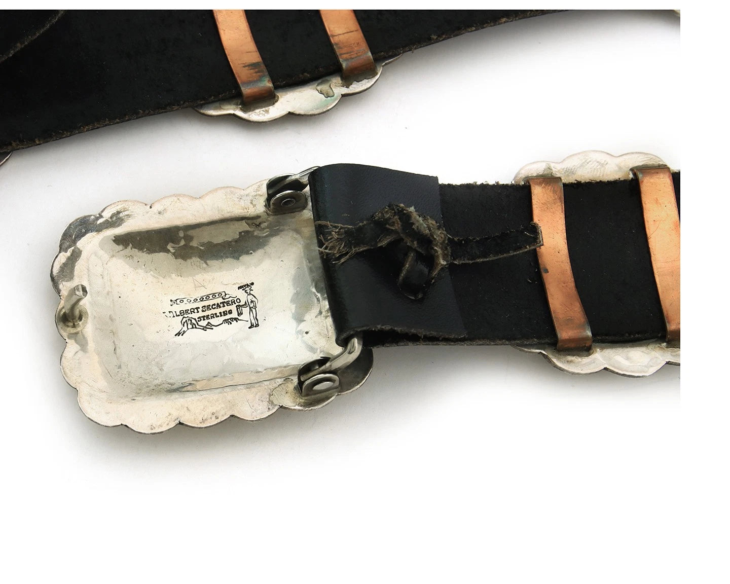 Navajo Concho Belt Sterling Silver Handmade Vintage Signed Secatero