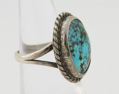 Navajo Handmade Ring 925 Silver Natural Turquoise Native Artist C.80's