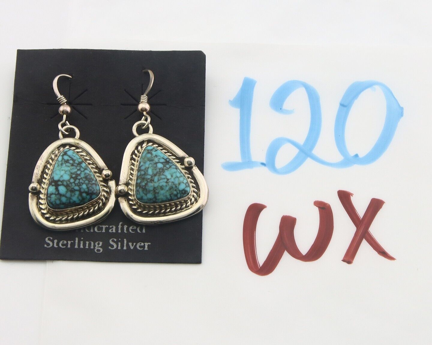 Navajo Earrings 925 Silver Natural Turquoise Native American Artist C.80's