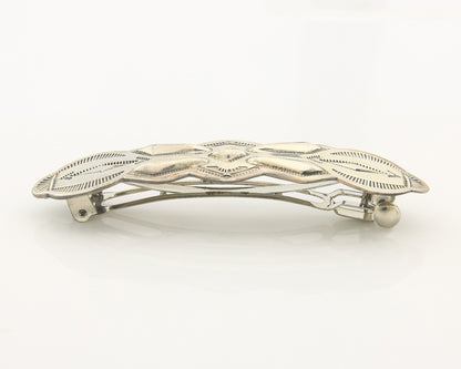 Vintage Navajo Barrette 925 Sterling Silver Hand Stamped Authentic Signed SN
