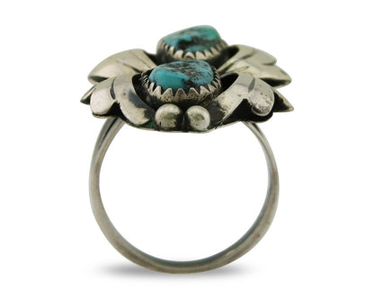Navajo Ring 925 Silver Sea Foam Turquoise Native American Artist C.80's