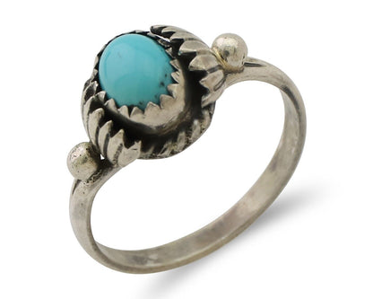 Navajo Ring 925 Silver Kingman Turquoise Native American Artist Made In 1985