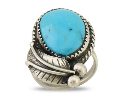 Navajo Ring 925 Silver Kingman Turquoise Native American Artist C.80's
