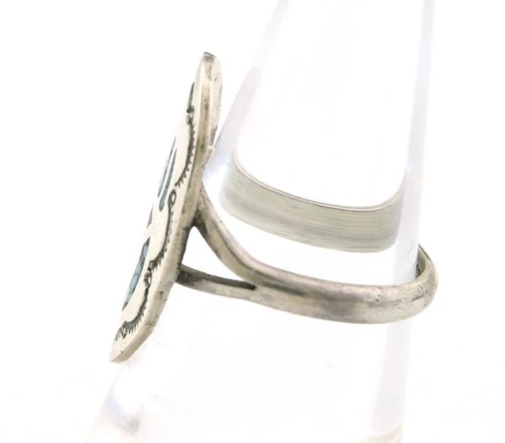 Navajo Bagger Paw Ring Sterling Silver Natural Gemstone Vintage Size 5.5