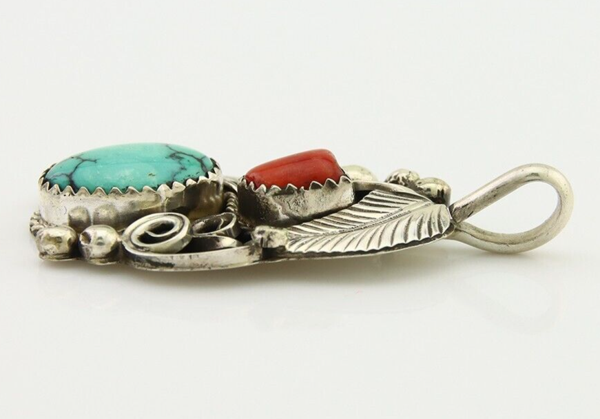 Navajo Necklace 925 Silver Spiderweb Turquoise Artist Signed Justin Morris C80s