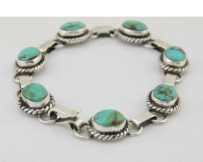 Navajo Bracelet 925 Silver Natural Turquoise Native American Artist C.80's