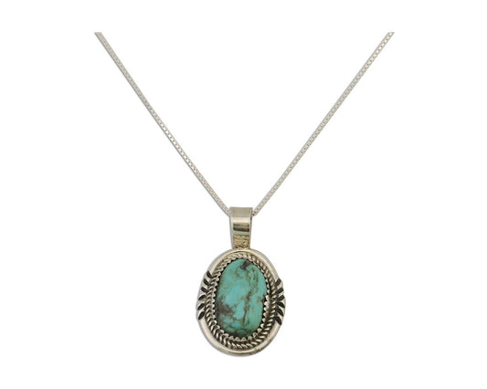 Navajo Necklace 925 Silver Natural Blue Turquoise Signed Anna Begay C.80's