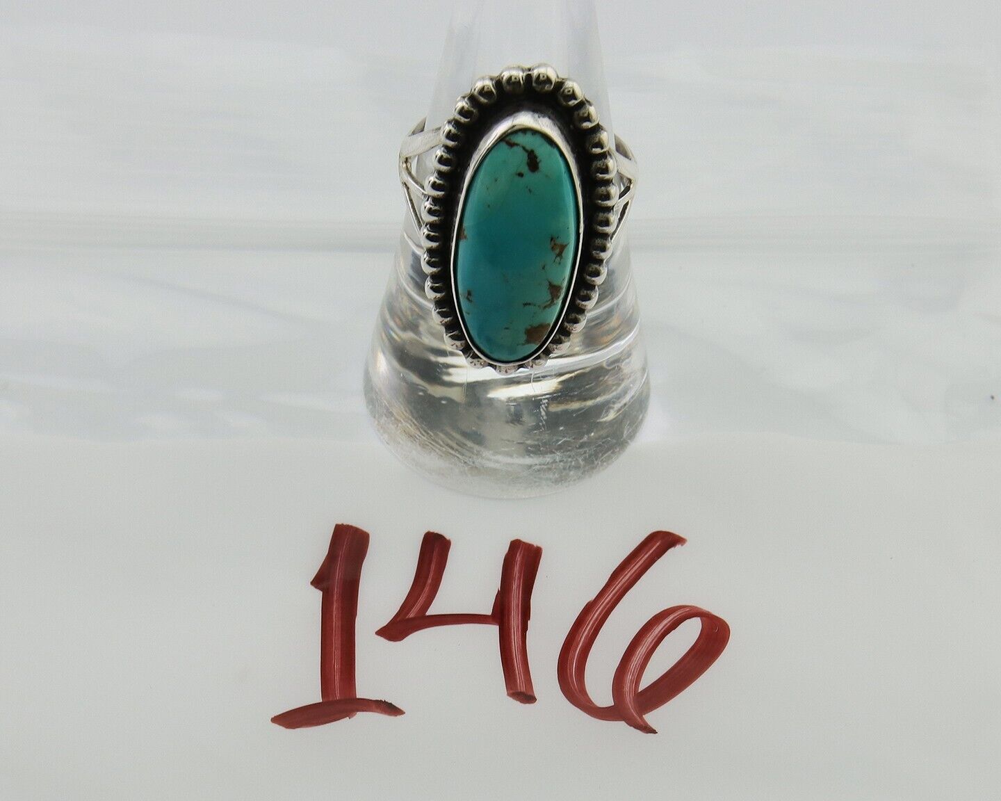 Navajo Shield Ring 925 Silver Arizona Turquoise Native Artist C.80's