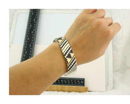 Navajo Bracelet Gold & 925 Silver Handmade 16mm Wide Artist Signed Thomas Singer